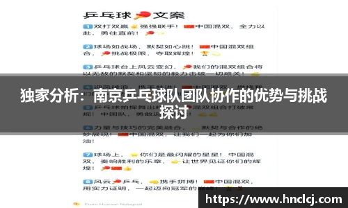 独家分析：南京乒乓球队团队协作的优势与挑战探讨