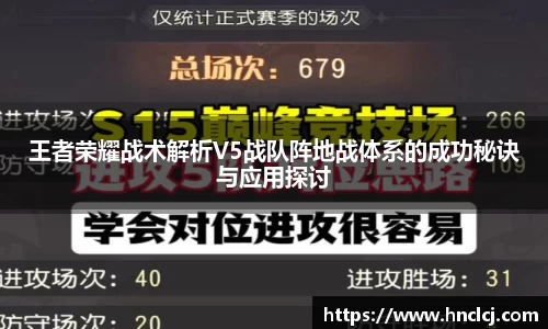 王者荣耀战术解析V5战队阵地战体系的成功秘诀与应用探讨